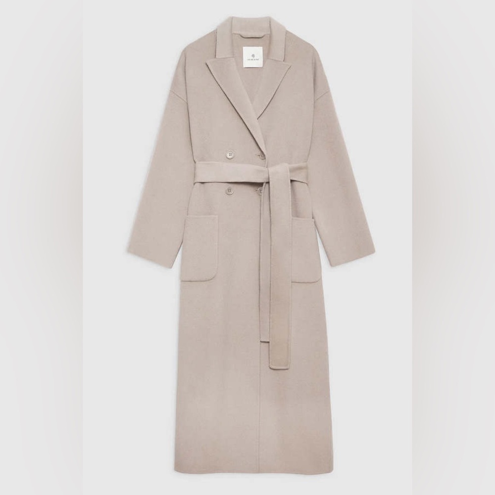 Anine Bing Dylan Maxi Coat in Taupe